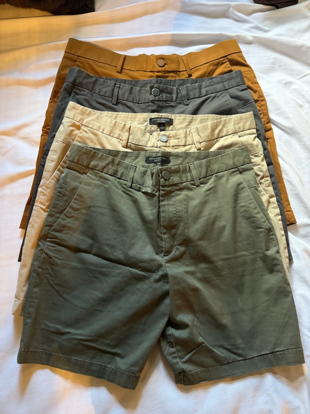 Banana Republic Aiden Shorts Bundle — Olive, Khaki, Gray, Brown